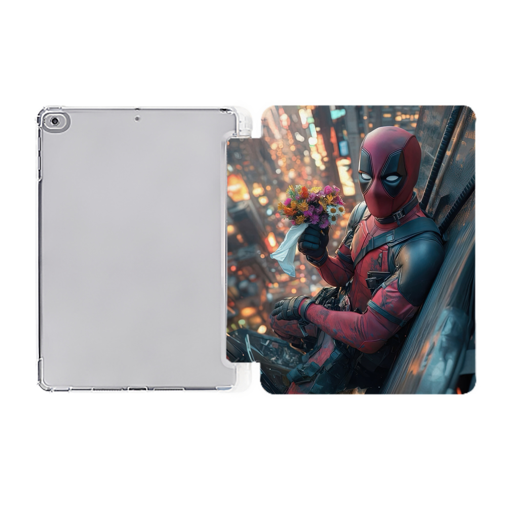 （画像用） Deadpool デッドプール IPad ケース ペン収納付き 三つ折りスタンド PUレザー×シリコン 対応機種9.5/10.5/10.9インチ